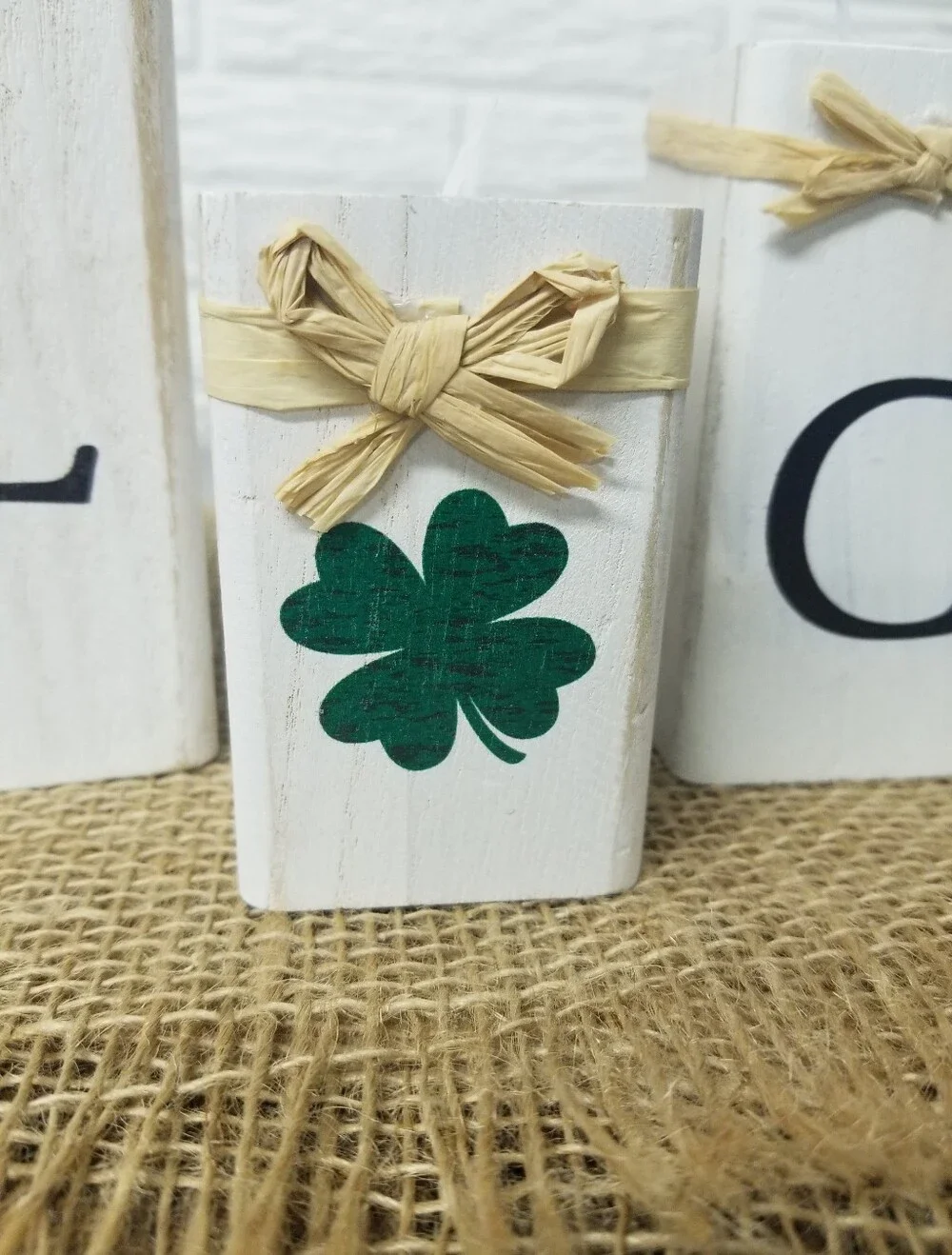 Luck Of The Irish Wooden Block Candle Holders